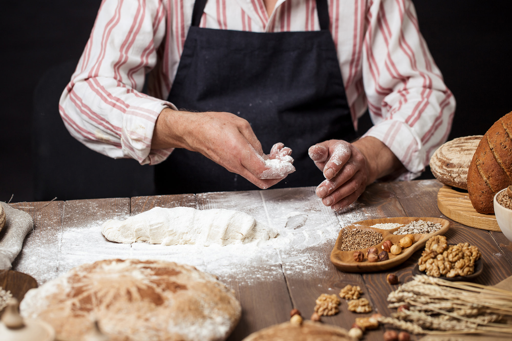 Baker making bread