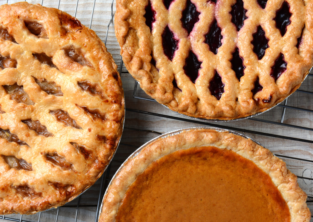 Close up of different pies